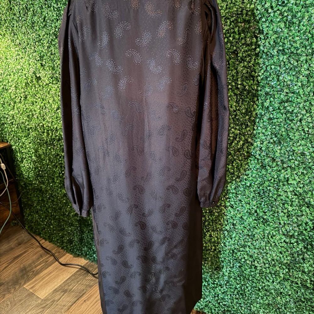 Vintage Country Miss Brown Paisley Dress Size 8 Midi Long Sleeve Western Boho